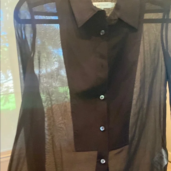 See By Chloe Navy Sheer Long Sleeve Top - Picture 6 of 6